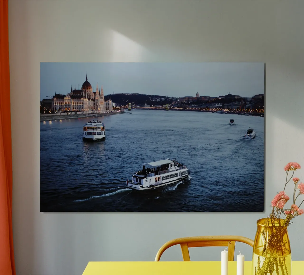 Navi sul Danubio a Budapest, Ungheria carta hahnemühle da fotokunst