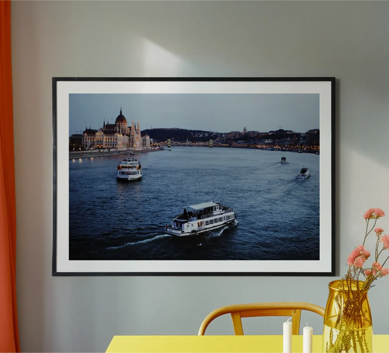Navi sul Danubio a Budapest, Ungheria carta hahnemühle da fotokunst