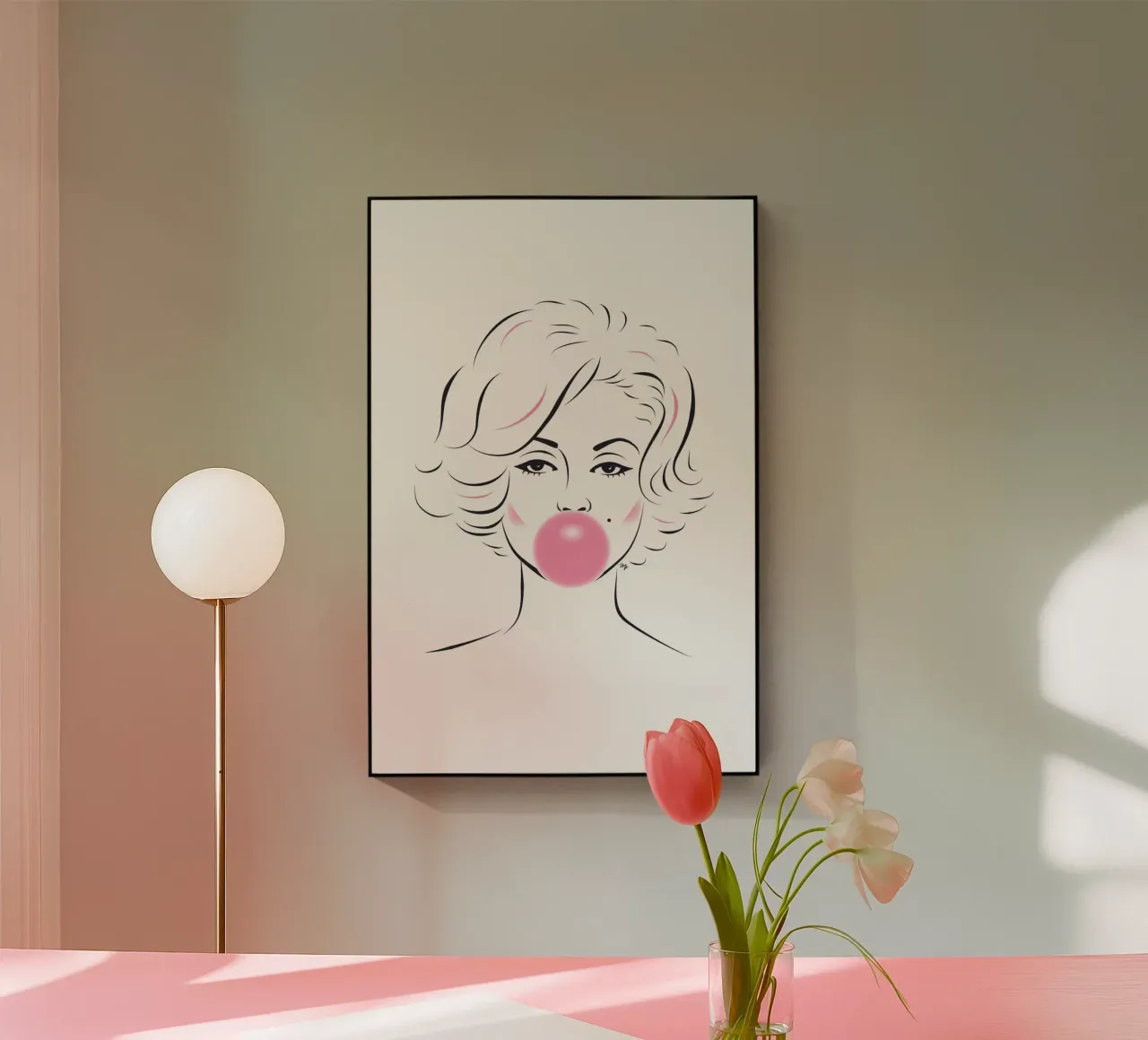 Marilyn Monroe Bubble Gum acrylic glass by Martina
