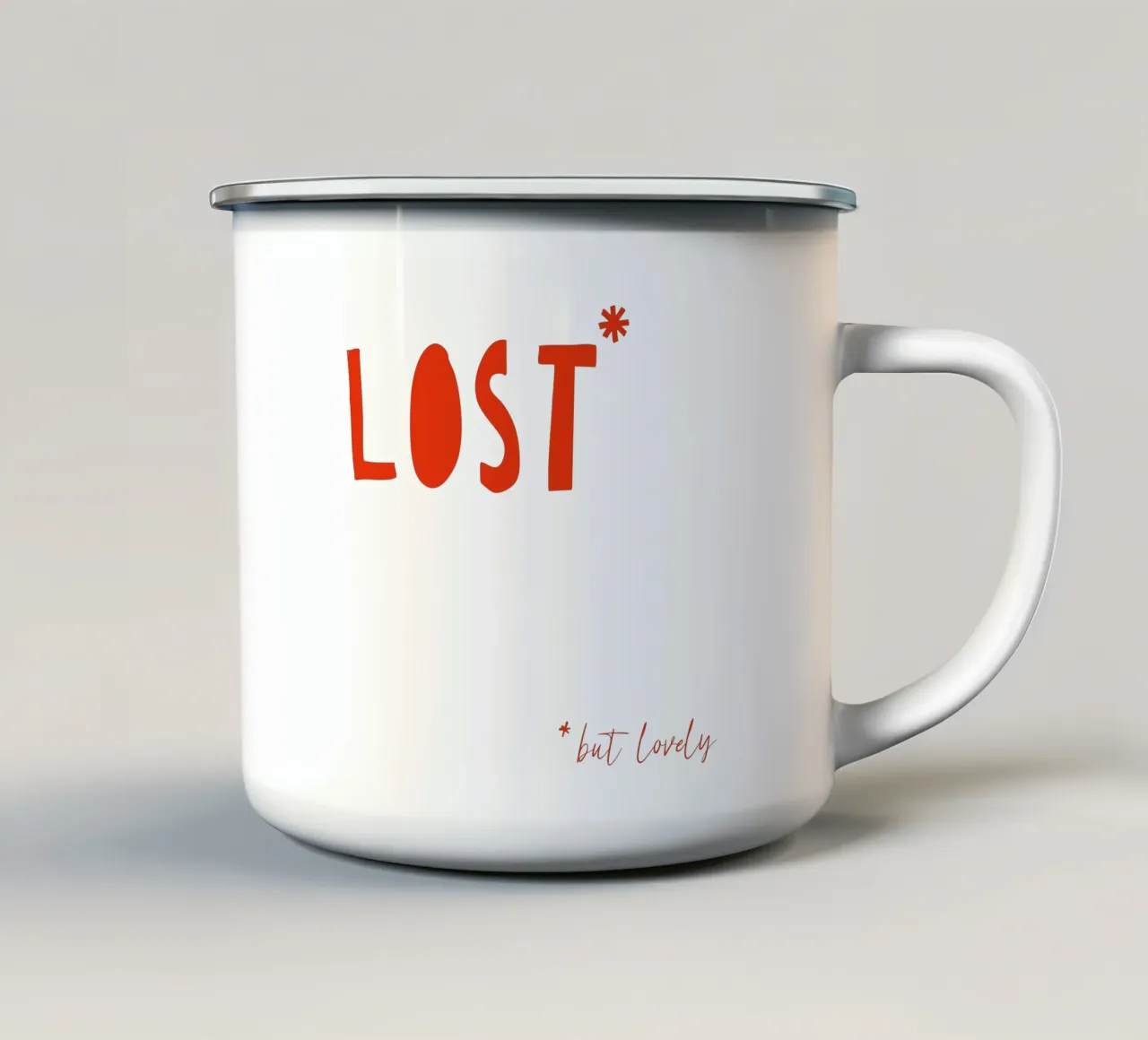 Lost but Lovely – Minimalistisches Typografie Poster in Rot tazza in smalto da fraeuleinvonfuchs