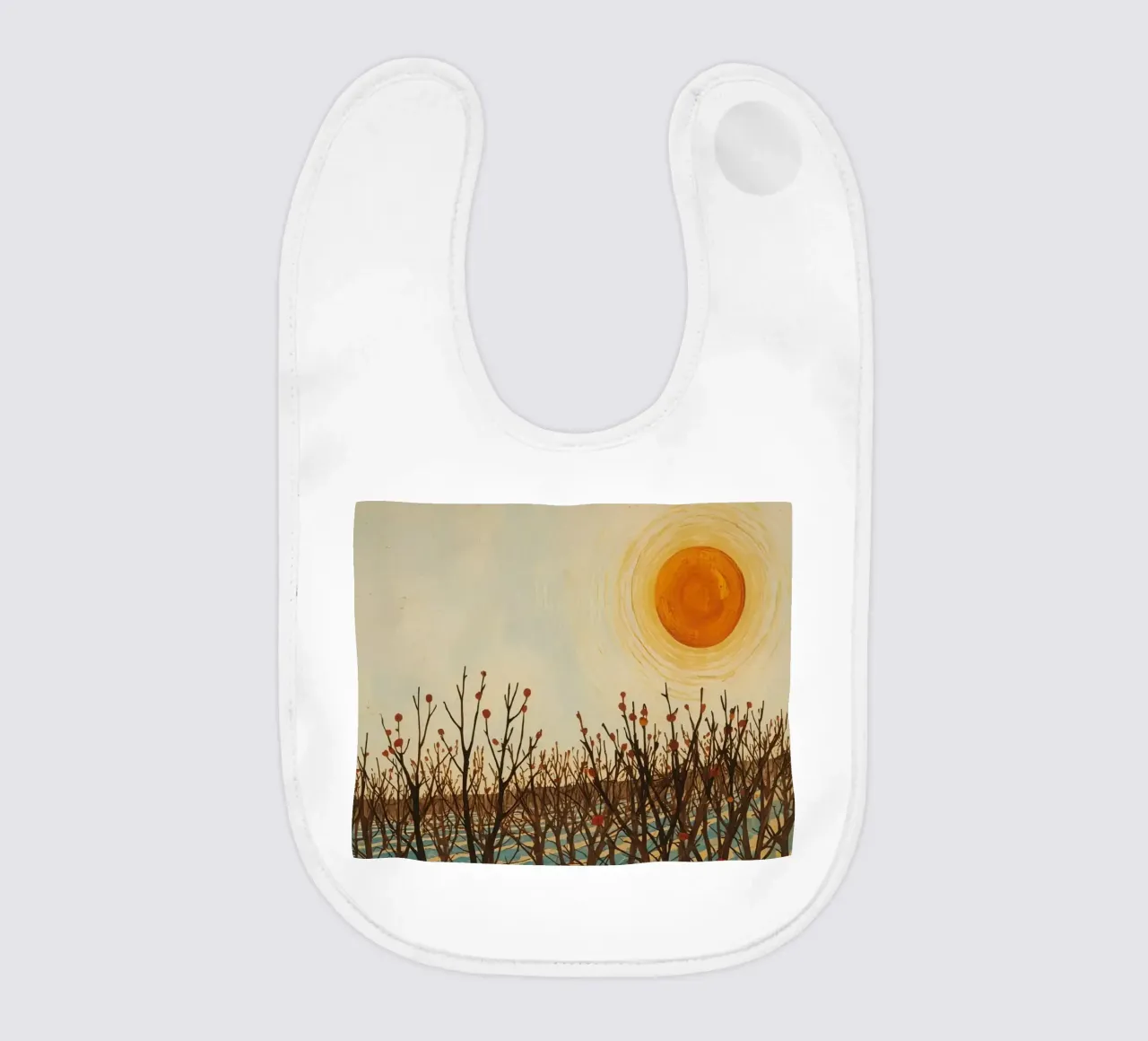 Paesaggio autunnale con sole e alberi spogli bavaglino da DesignDoodle