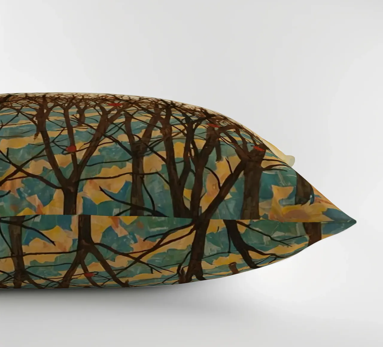 Paesaggio autunnale con sole e alberi spogli cuscino da DesignDoodle