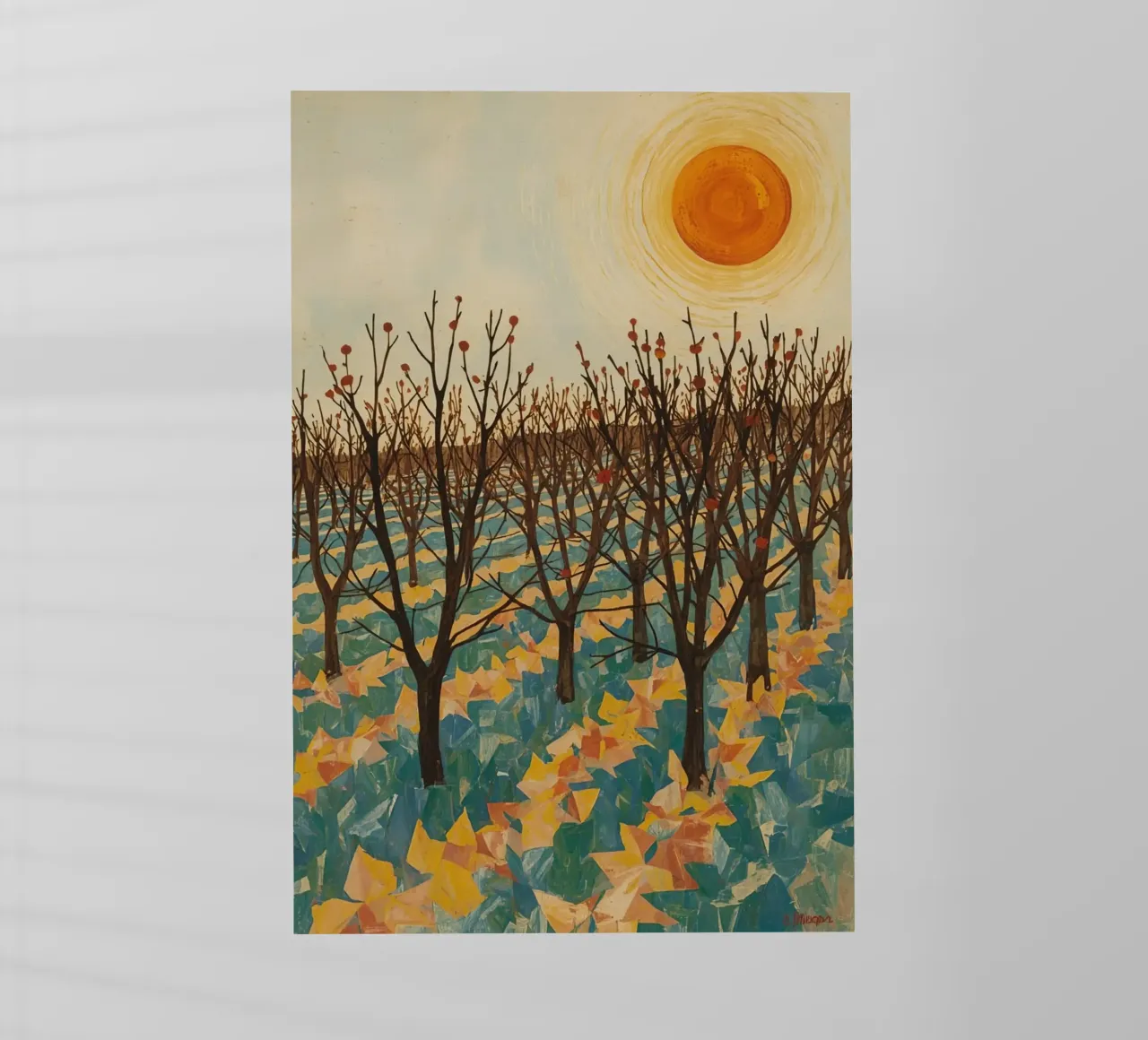 Paesaggio autunnale con sole e alberi spogli pellicola backlit da DesignDoodle