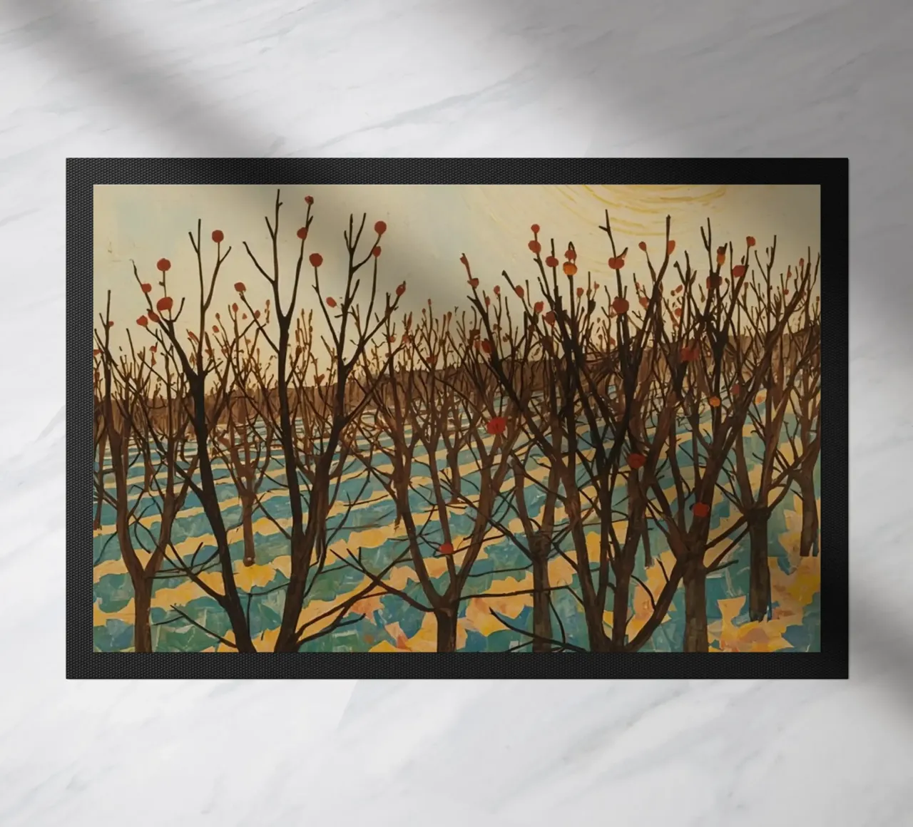 Paesaggio autunnale con sole e alberi spogli zerbino da DesignDoodle