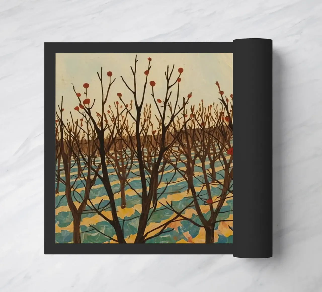Paesaggio autunnale con sole e alberi spogli zerbino da DesignDoodle