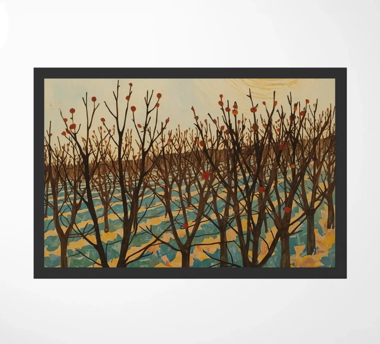 Paesaggio autunnale con sole e alberi spogli zerbino da DesignDoodle