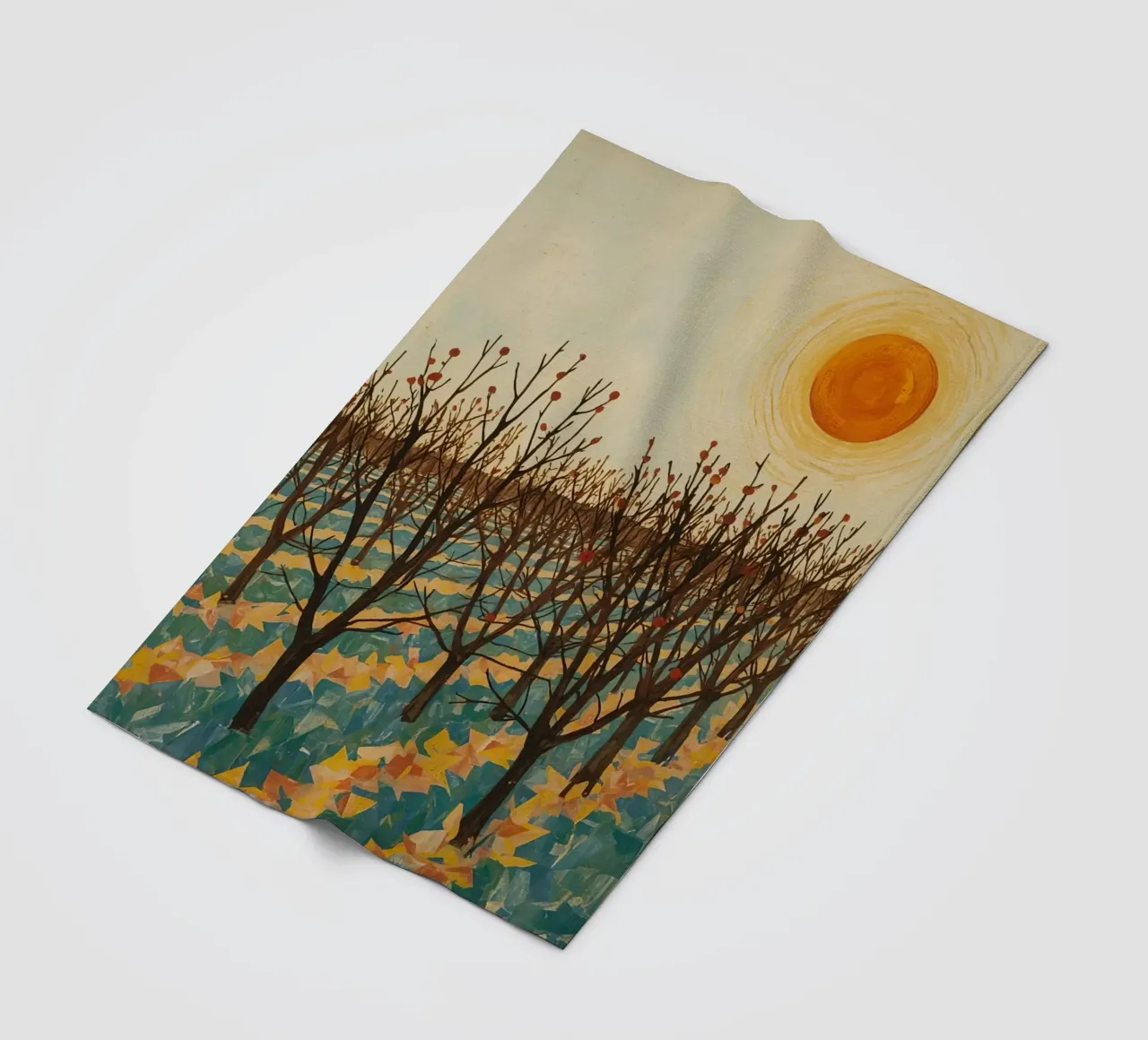 Paesaggio autunnale con sole e alberi spogli coperta in pile da DesignDoodle