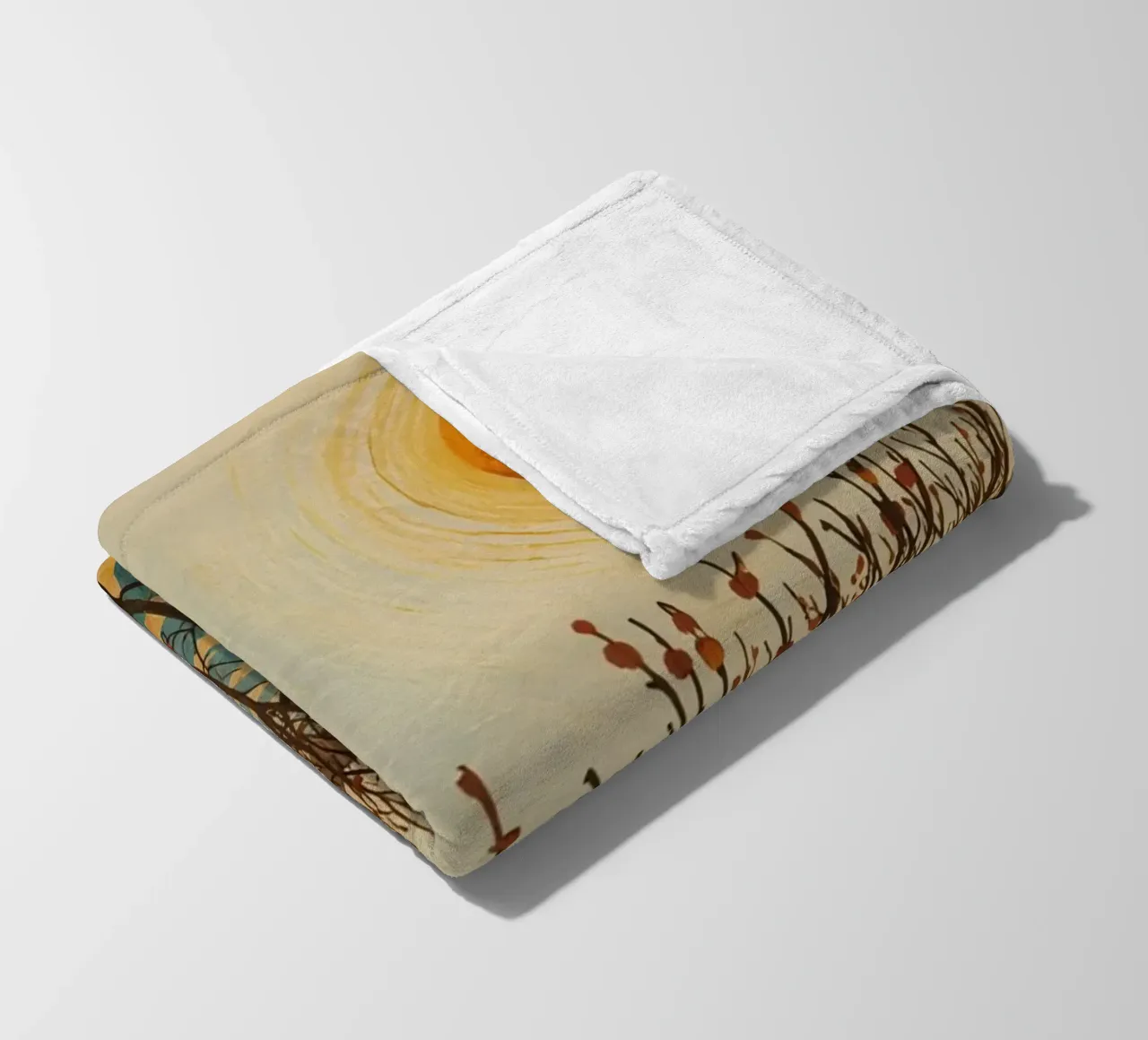 Paesaggio autunnale con sole e alberi spogli coperta in pile da DesignDoodle