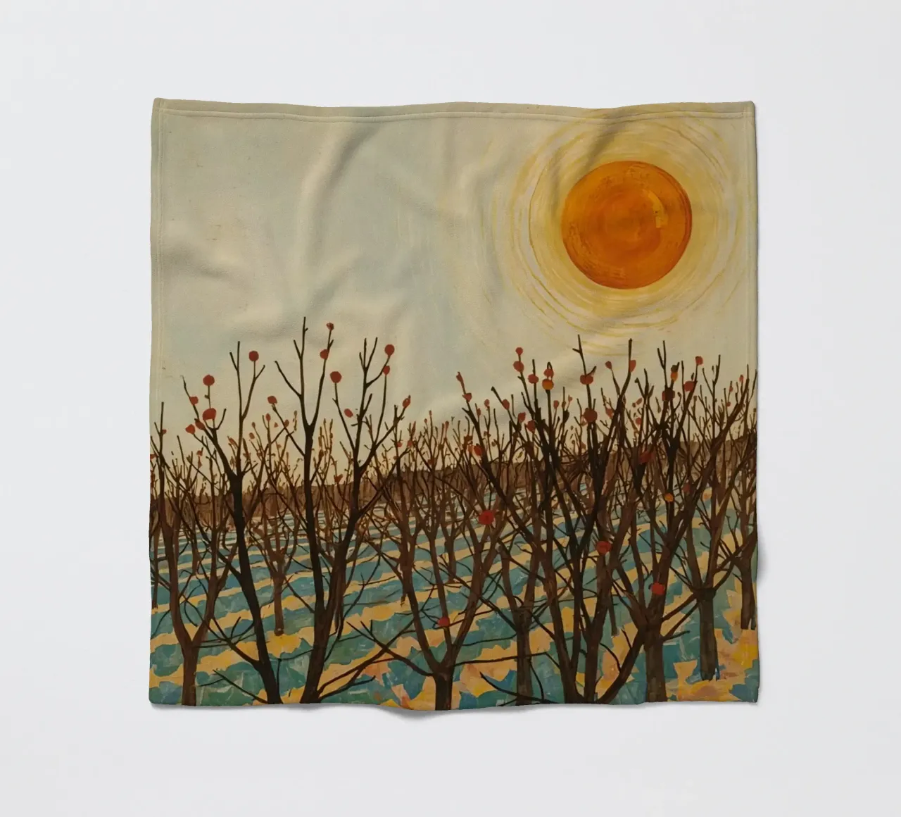Paesaggio autunnale con sole e alberi spogli coperta in pile da DesignDoodle