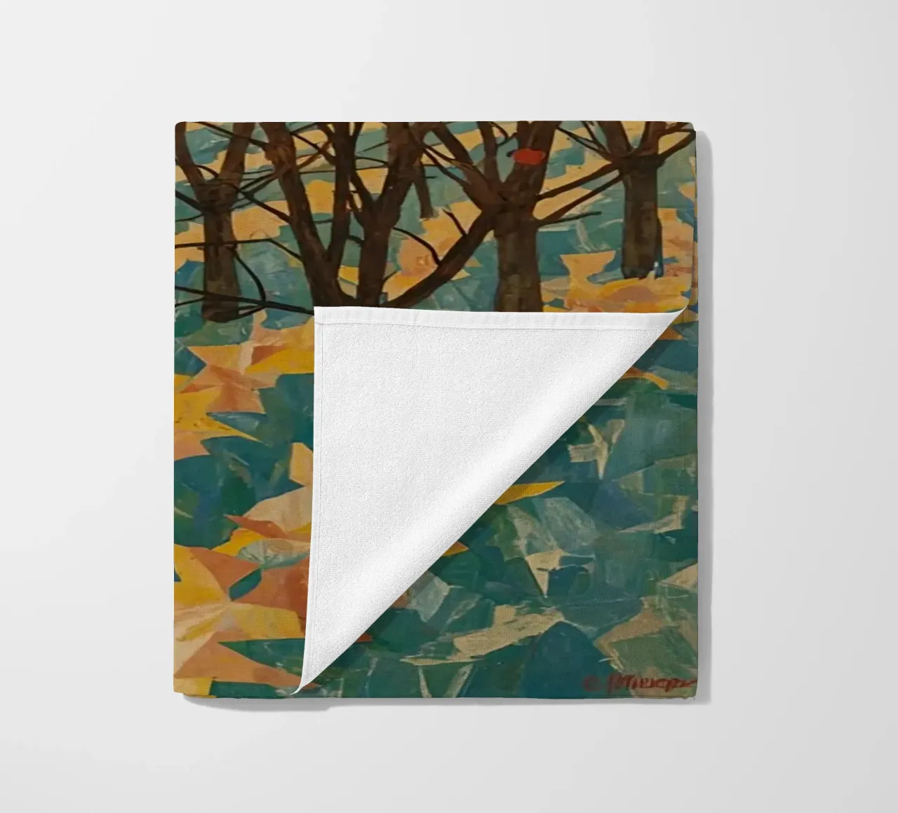 Paesaggio autunnale con sole e alberi spogli telo mare da DesignDoodle