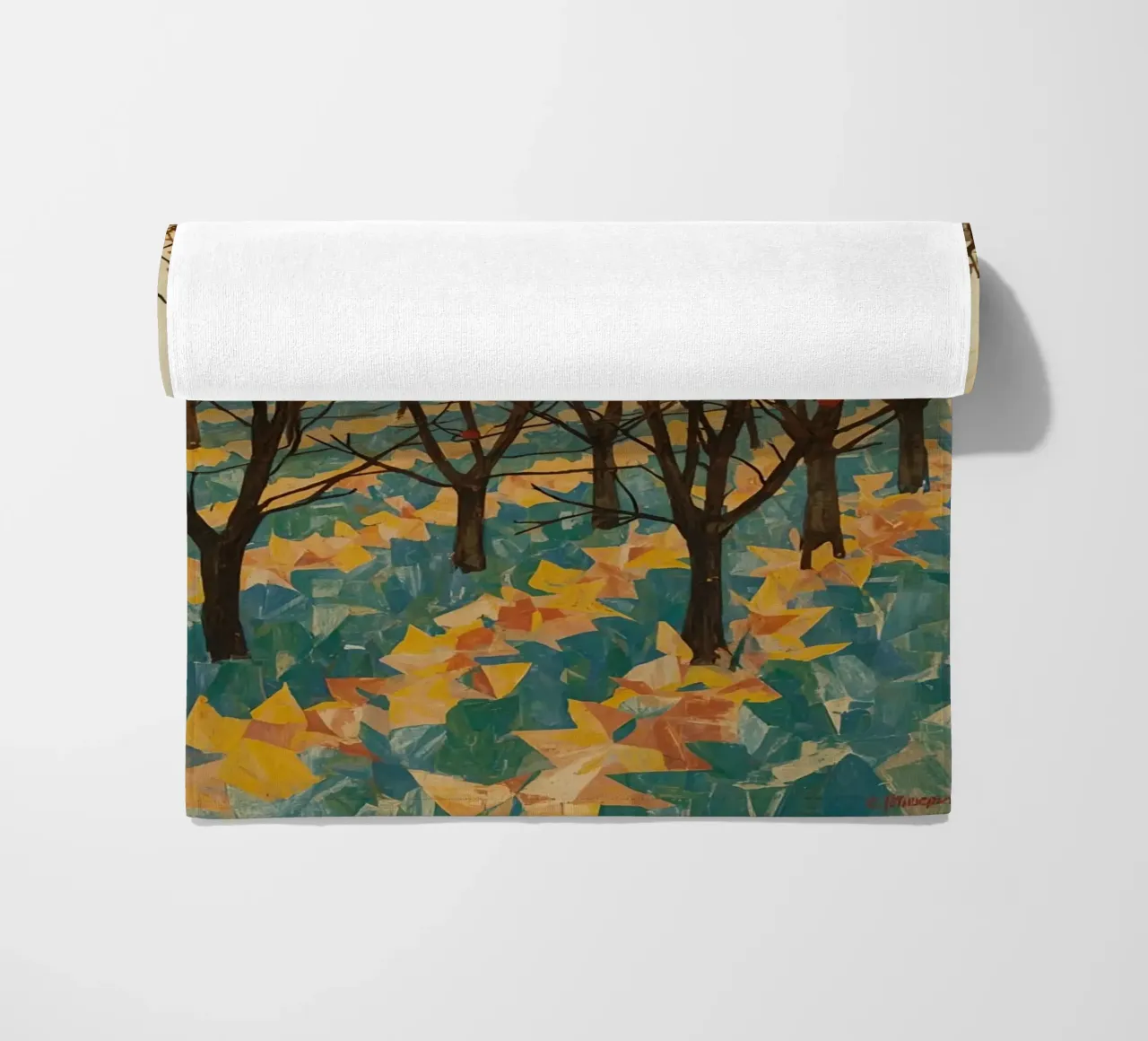 Paesaggio autunnale con sole e alberi spogli telo mare da DesignDoodle