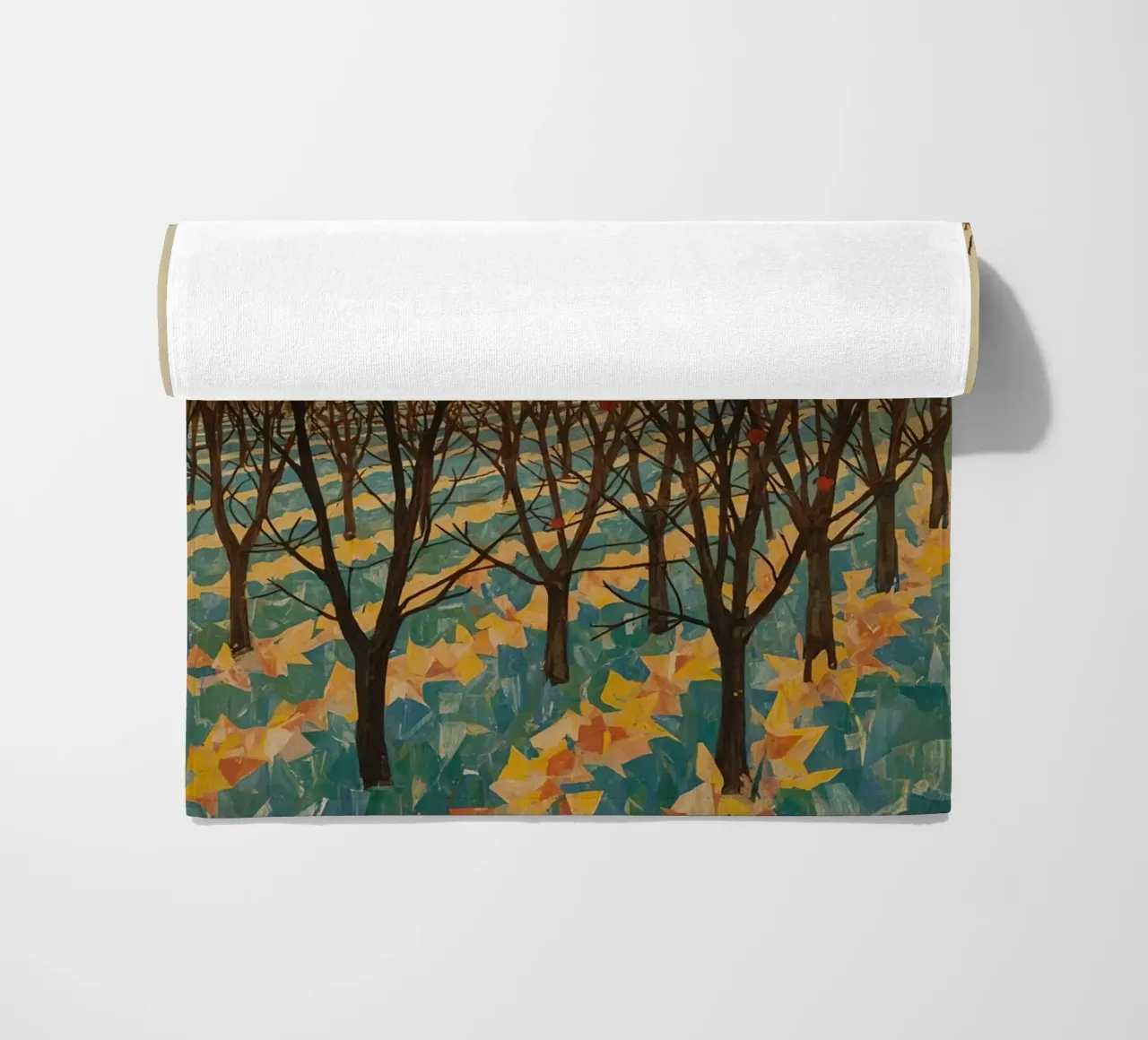 Paesaggio autunnale con sole e alberi spogli telo mare da DesignDoodle