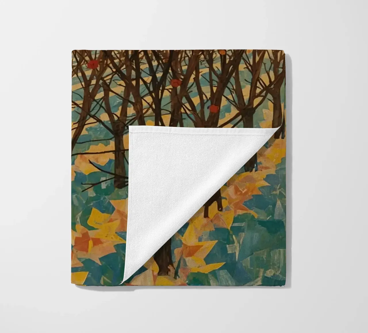 Paesaggio autunnale con sole e alberi spogli telo mare da DesignDoodle