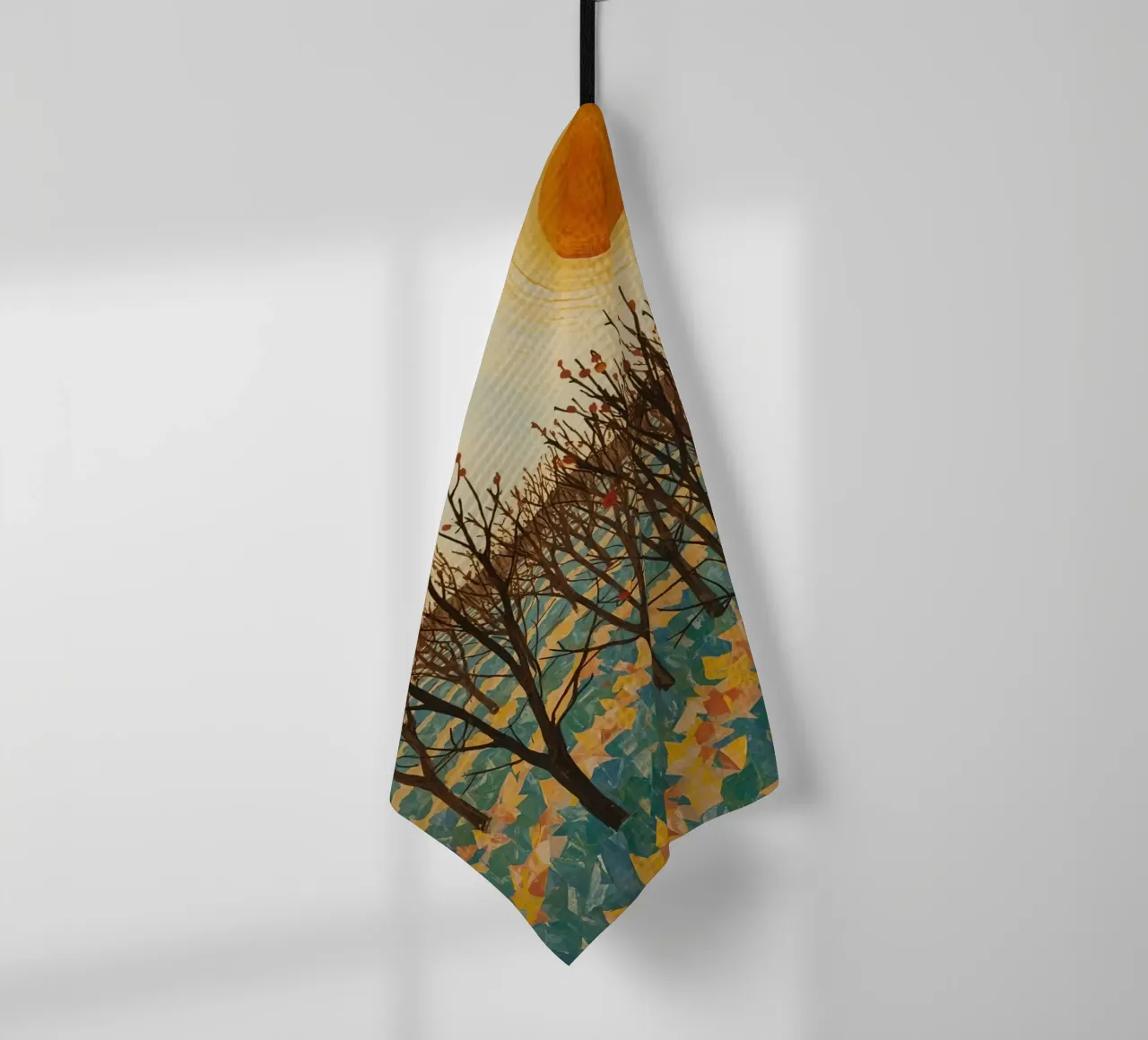 Paesaggio autunnale con sole e alberi spogli canovaccio da cucina da DesignDoodle