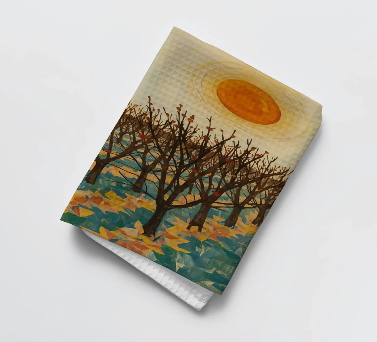 Paesaggio autunnale con sole e alberi spogli canovaccio da cucina da DesignDoodle