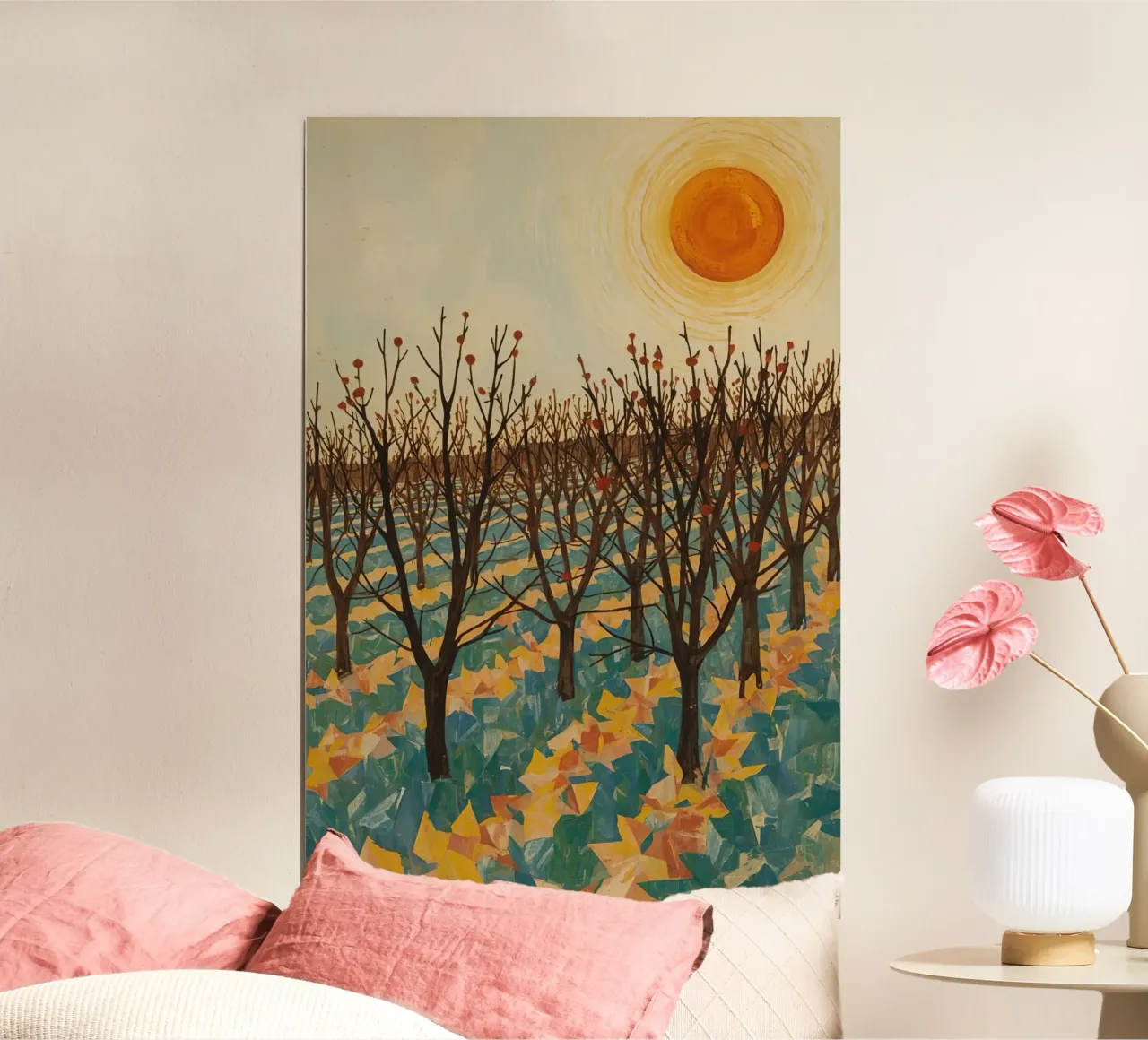 Paesaggio autunnale con sole e alberi spogli carta hahnemühle da DesignDoodle