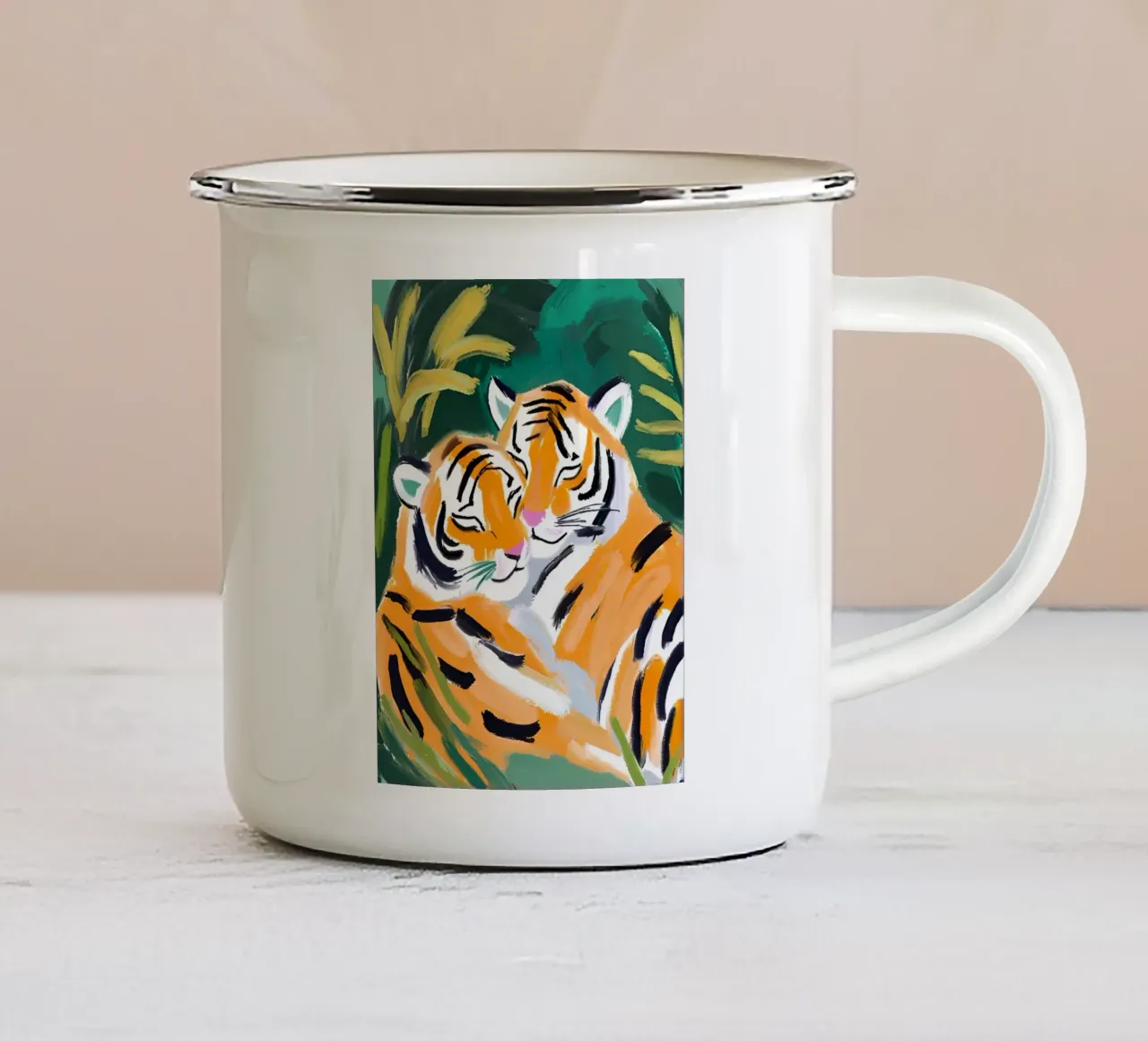 Verliebte Tiger tazza in smalto da Ohkimiko