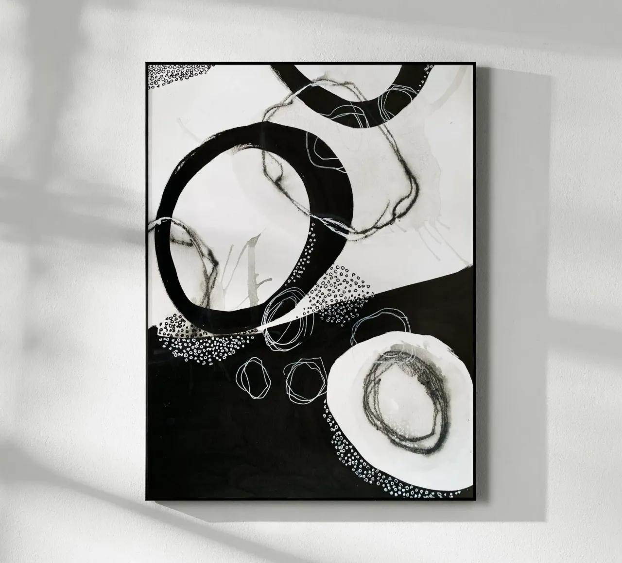 abstract black and white circles plexiglass da vintageshop