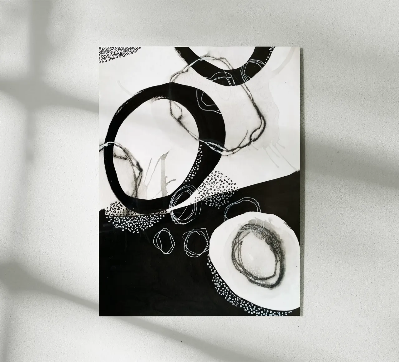 abstract black and white circles plexiglass da vintageshop
