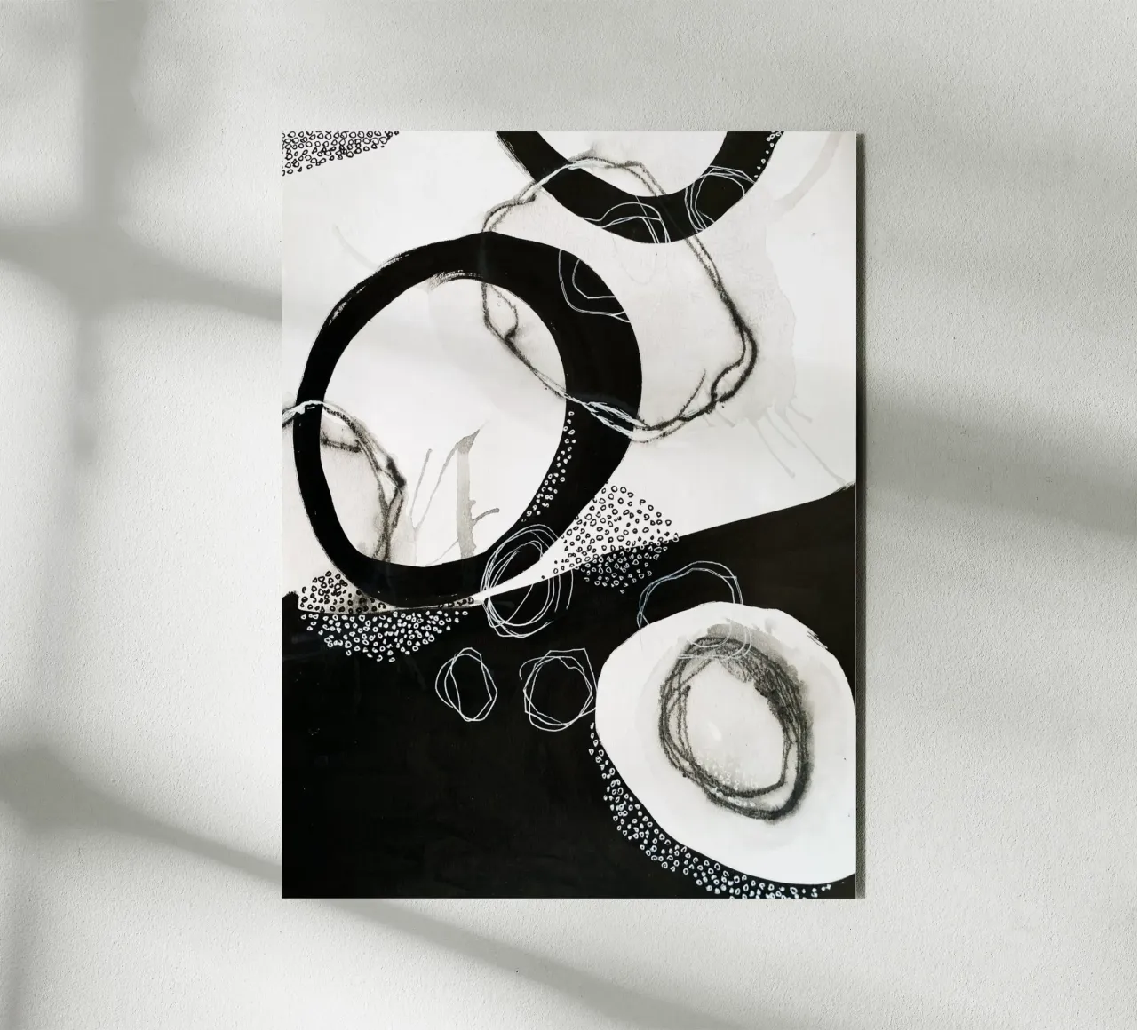 abstract black and white circles alluminio dibond da vintageshop
