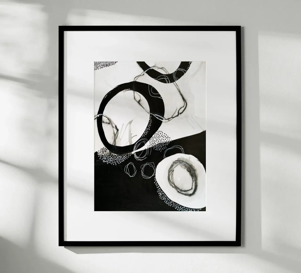 abstract black and white circles poster da vintageshop