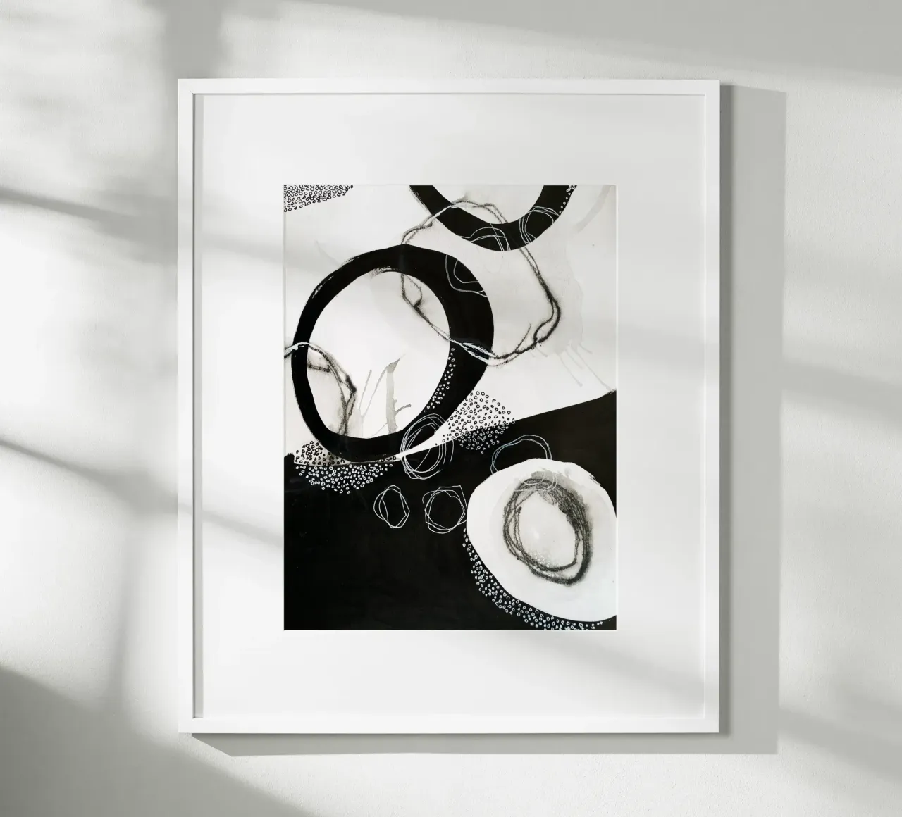 abstract black and white circles poster da vintageshop