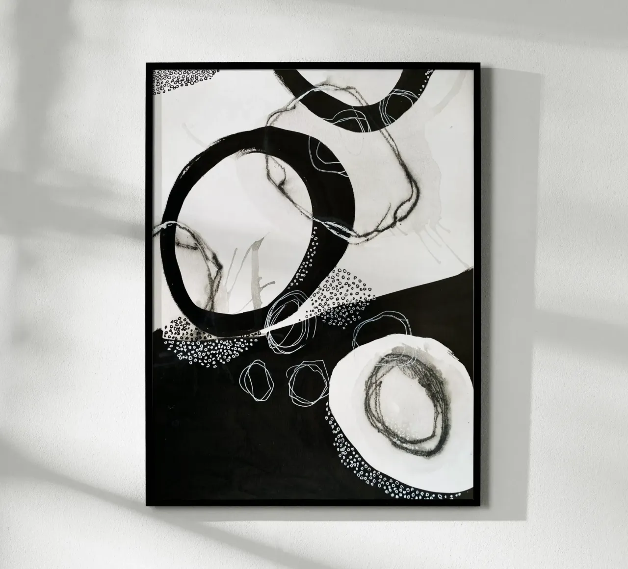 abstract black and white circles poster da vintageshop