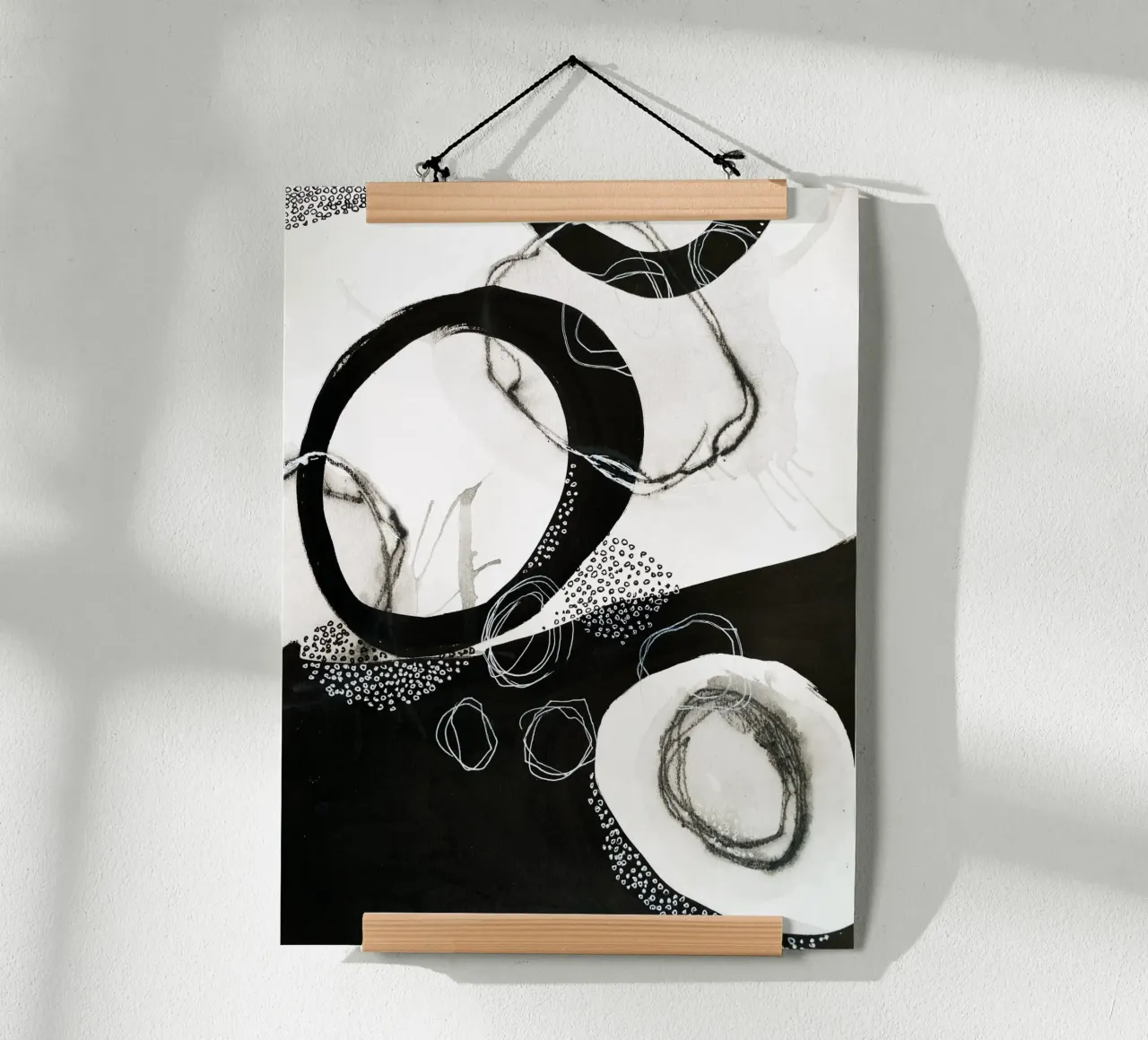 abstract black and white circles poster da vintageshop
