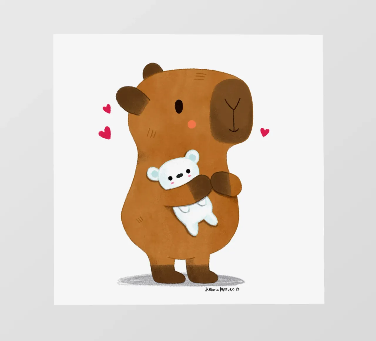 Capybara avec ours en peluche papier peint photo de julianamotzko