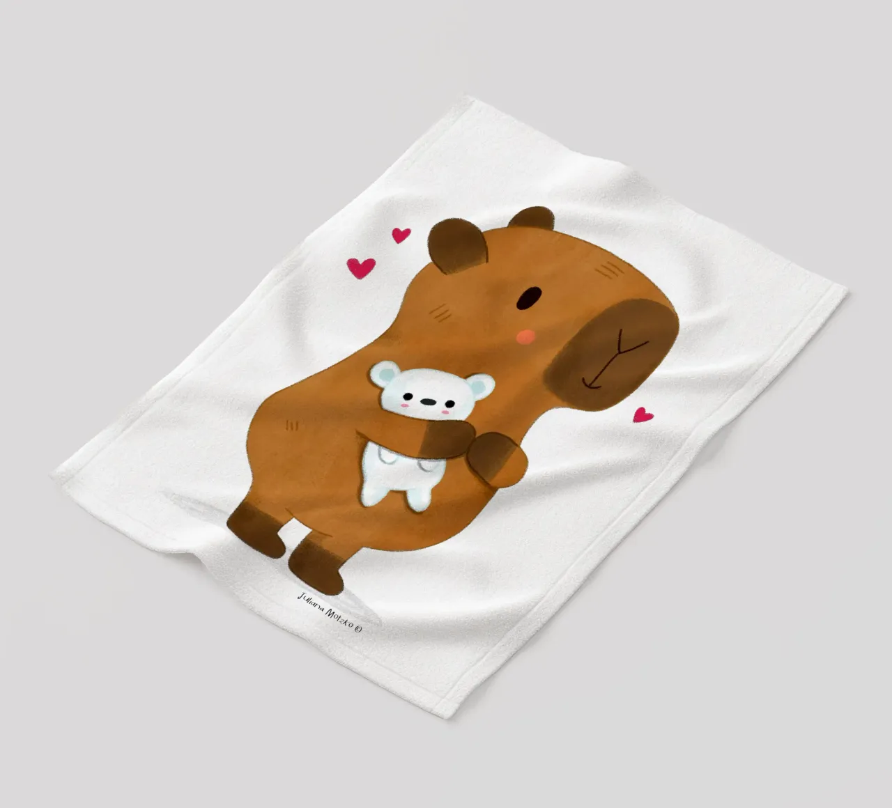 Capibara con orsetto coperta in pile da julianamotzko