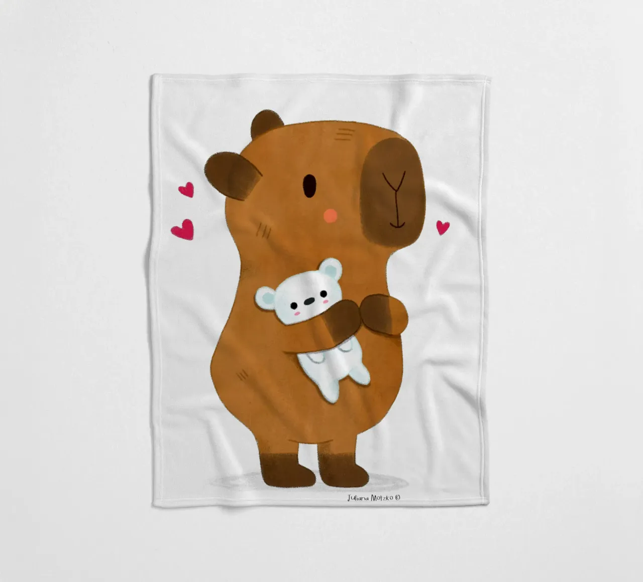 Capibara con orsetto coperta in pile da julianamotzko