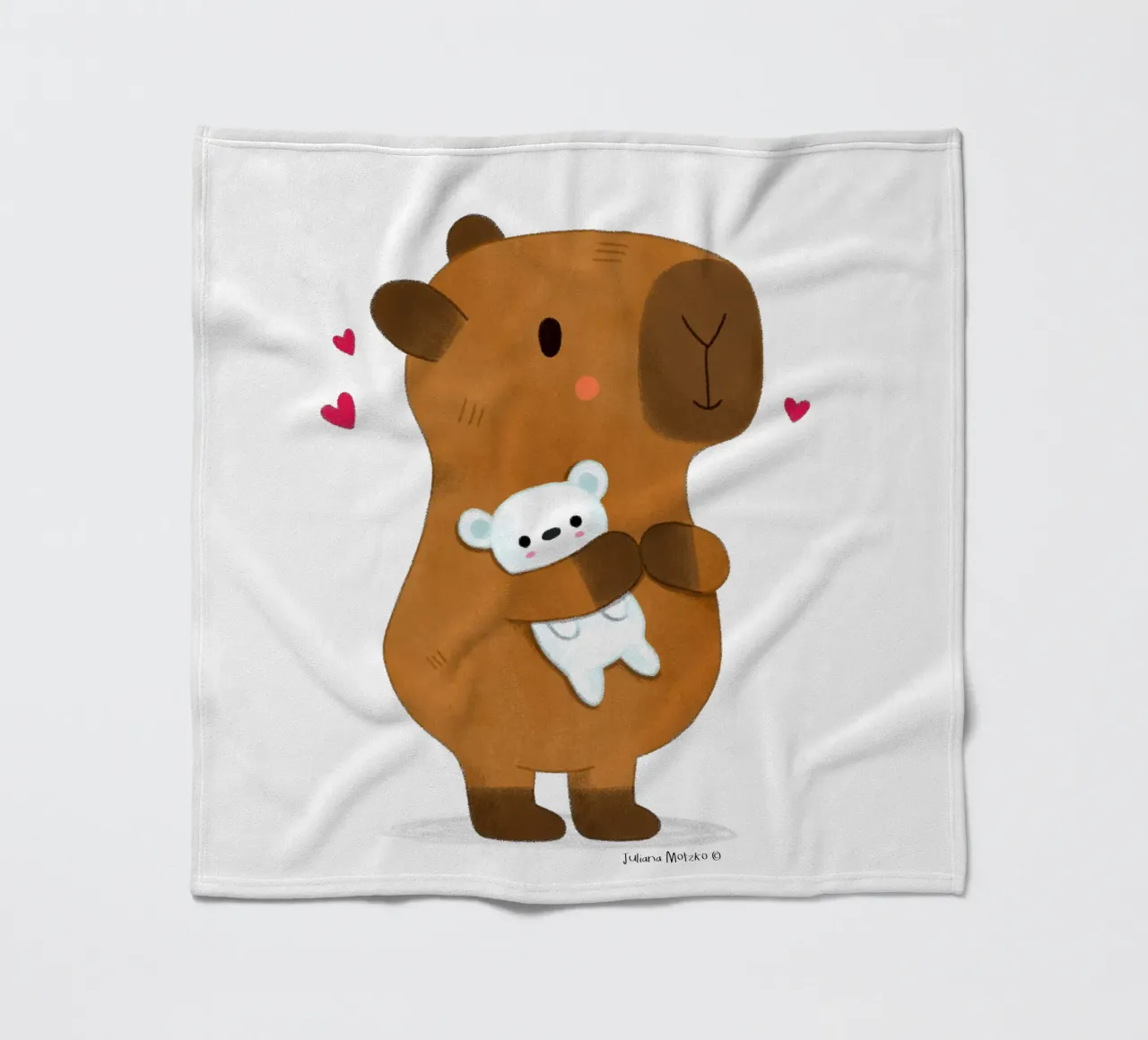Capibara con orsetto coperta in pile da julianamotzko