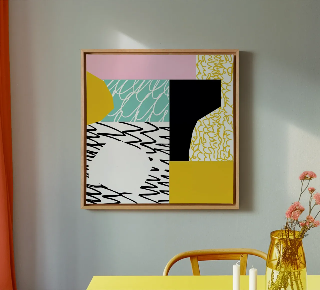 Quiet Noise Abstract canvas with Floater frame by Kim Hubball Studio