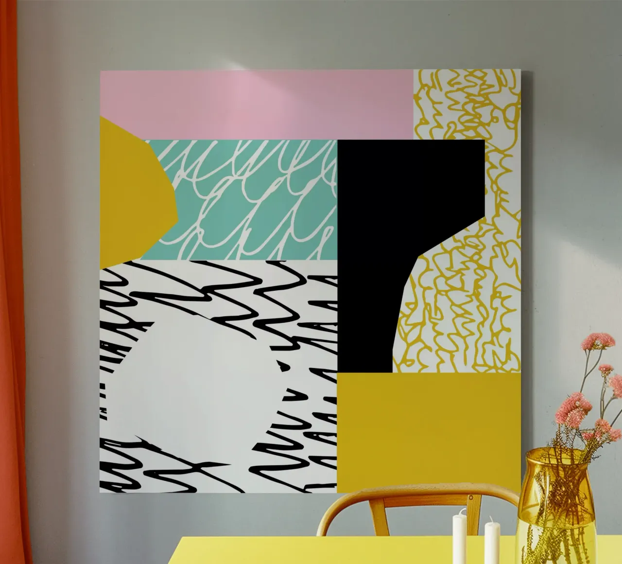 Quiet Noise Abstract canvas with Floater frame by Kim Hubball Studio