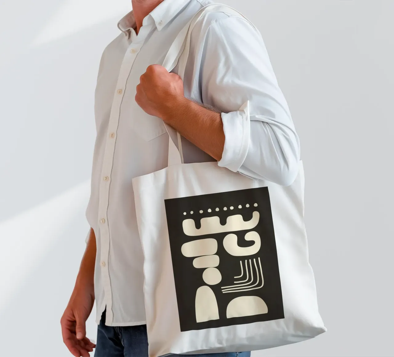 Abstract Minimal Shapes 1 borsa in juta da Nadjaa