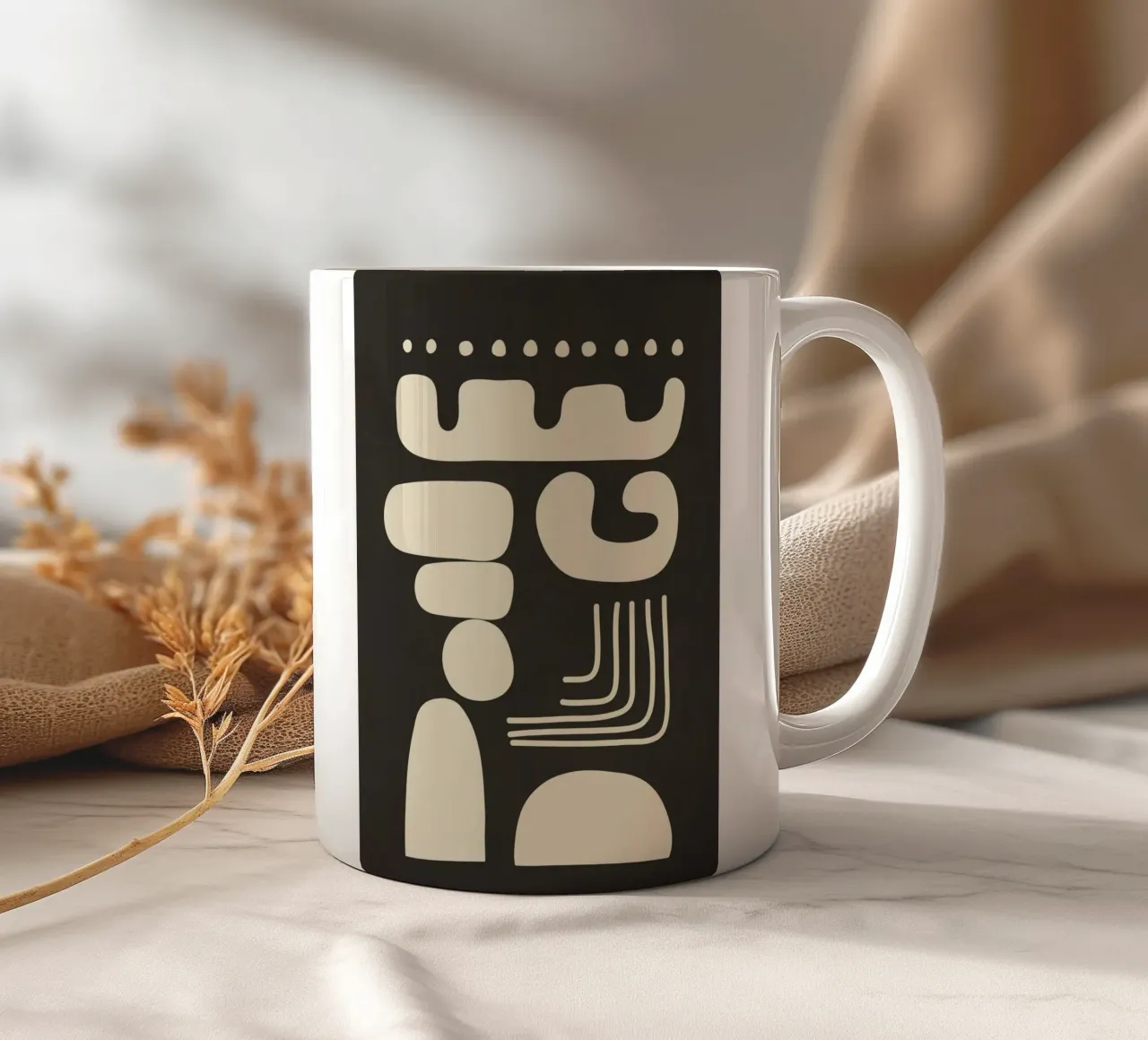 Abstract Minimal Shapes 1 Keramik Tasse von Nadjaa