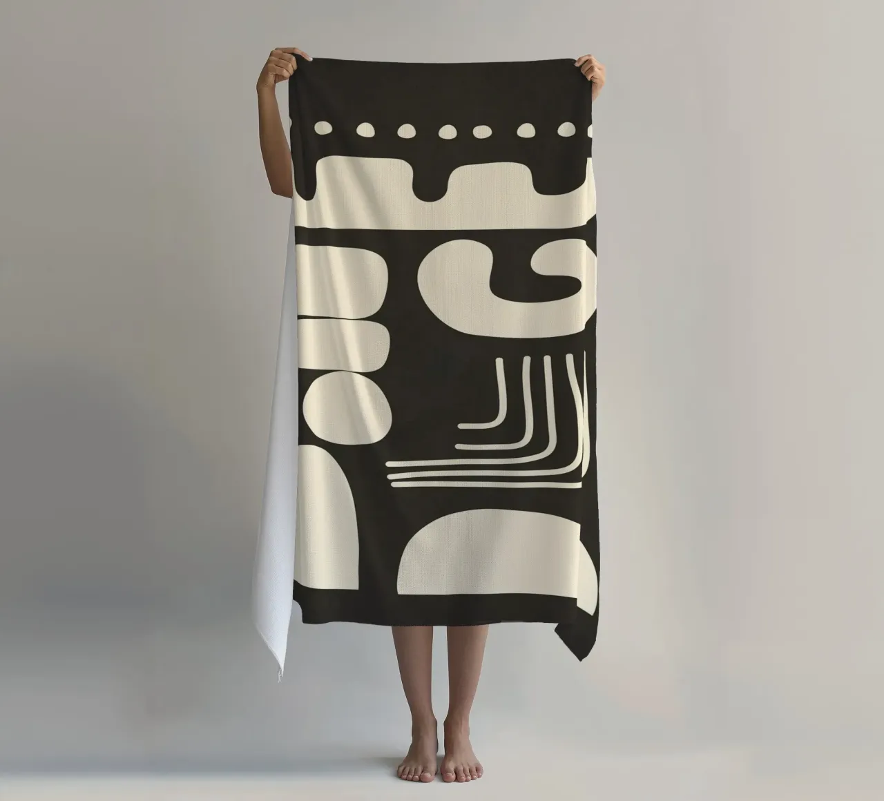 Abstract Minimal Shapes 1 strandhanddoek van Nadjaa