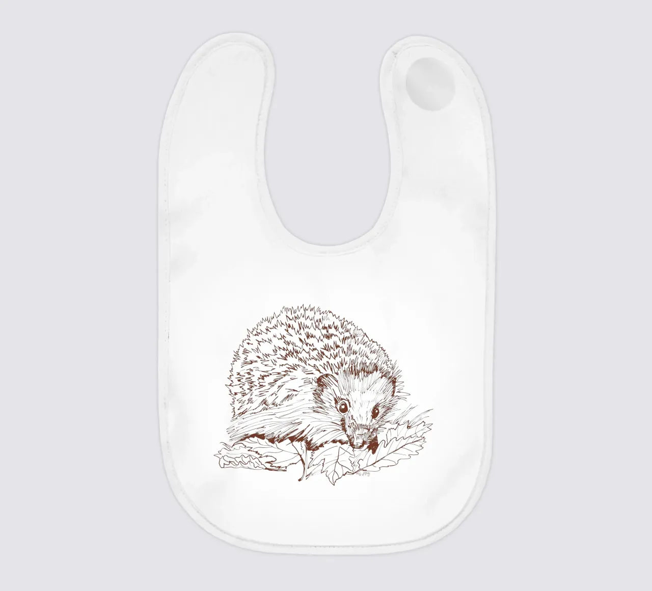 Igel im Gras - Tusche Illustration Babylätzchen von ms.Hey! textildesign