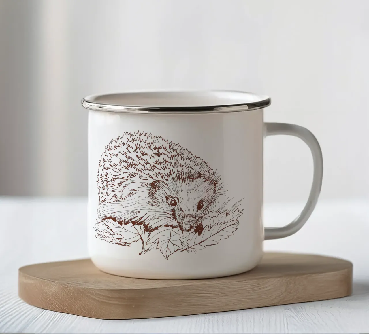 Riccio nell'erba - Illustrazione a inchiostro tazza in smalto da ms.Hey! textildesign