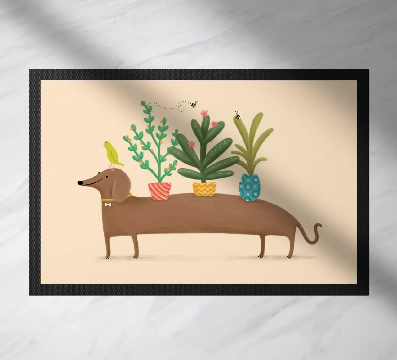 Dacshund e pappagallo zerbino da HARU HARU