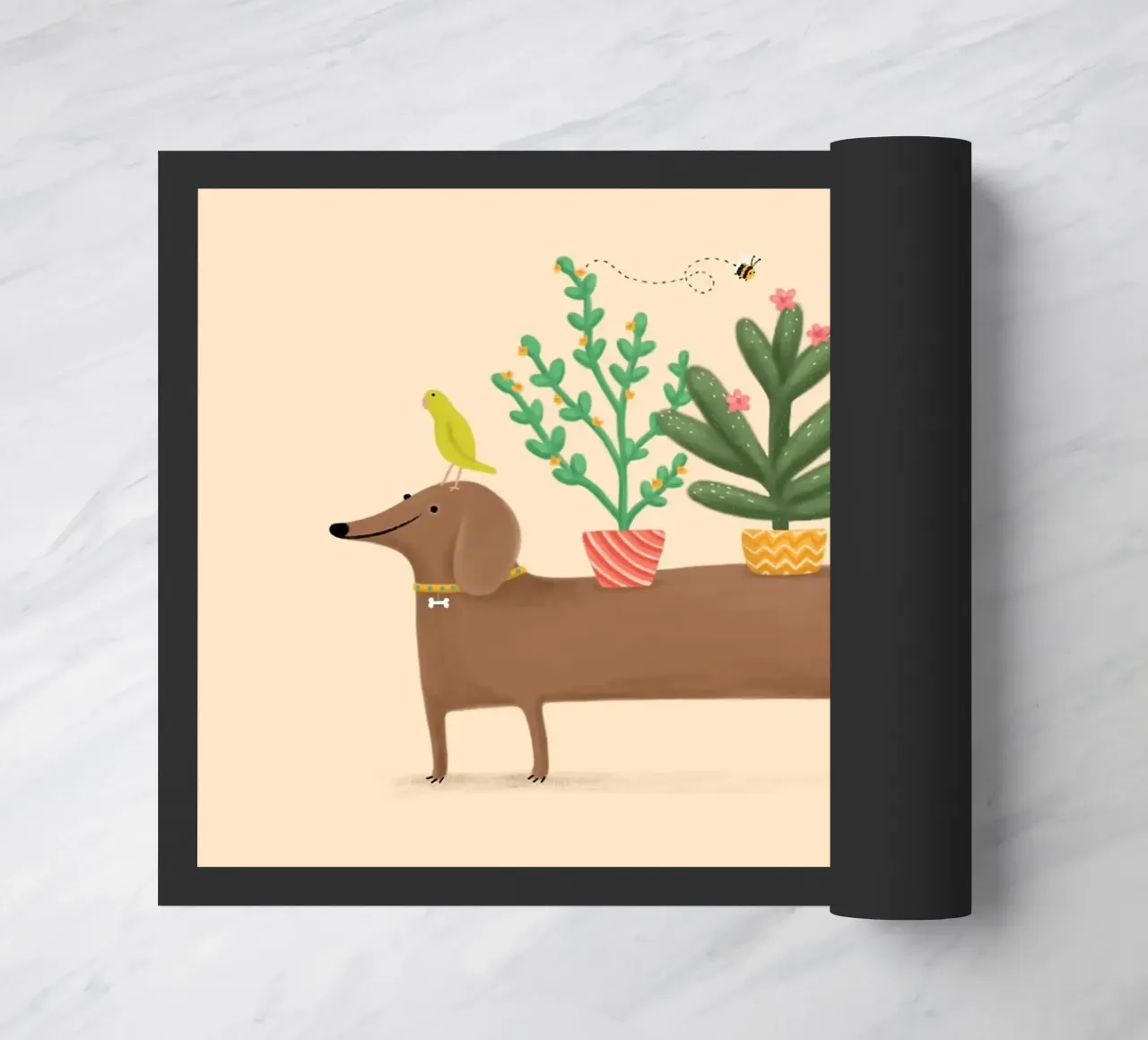 Dacshund e pappagallo zerbino da HARU HARU