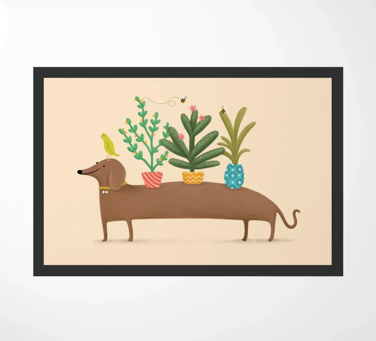 Dacshund e pappagallo zerbino da HARU HARU