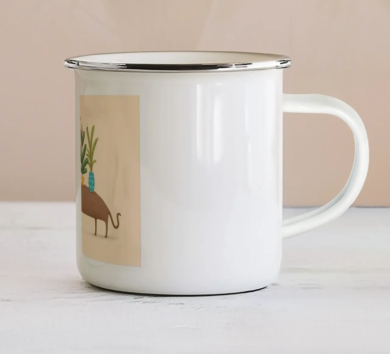 Dacshund e pappagallo tazza in smalto da HARU HARU