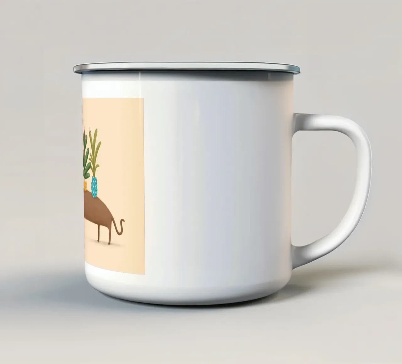 Dacshund e pappagallo tazza in smalto da HARU HARU
