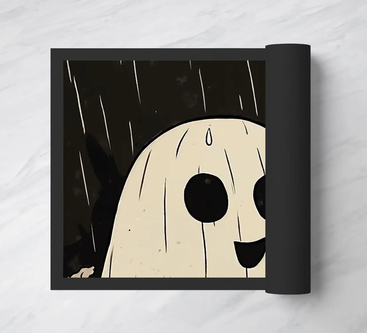 Fantasma di Halloween e zucche sotto la pioggia zerbino da HARU HARU