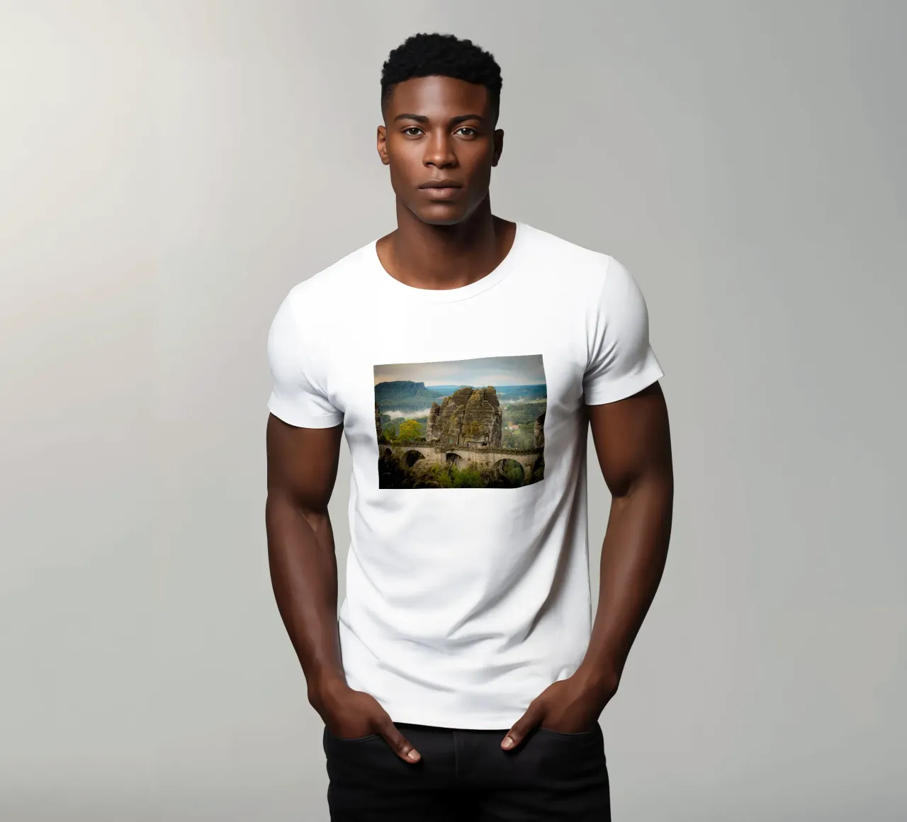 Bastei / Ponte di Bastei - Svizzera sassone in autunno t-shirt da Bold and Retro