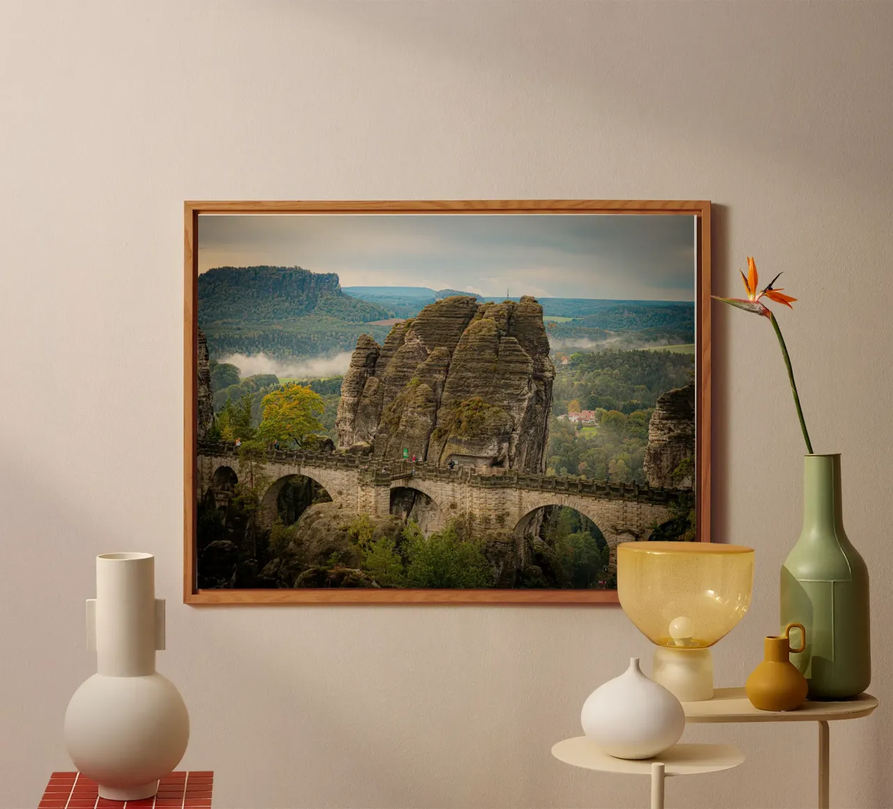 Bastei / Ponte di Bastei - Svizzera sassone in autunno alluminio dibond da Bold and Retro