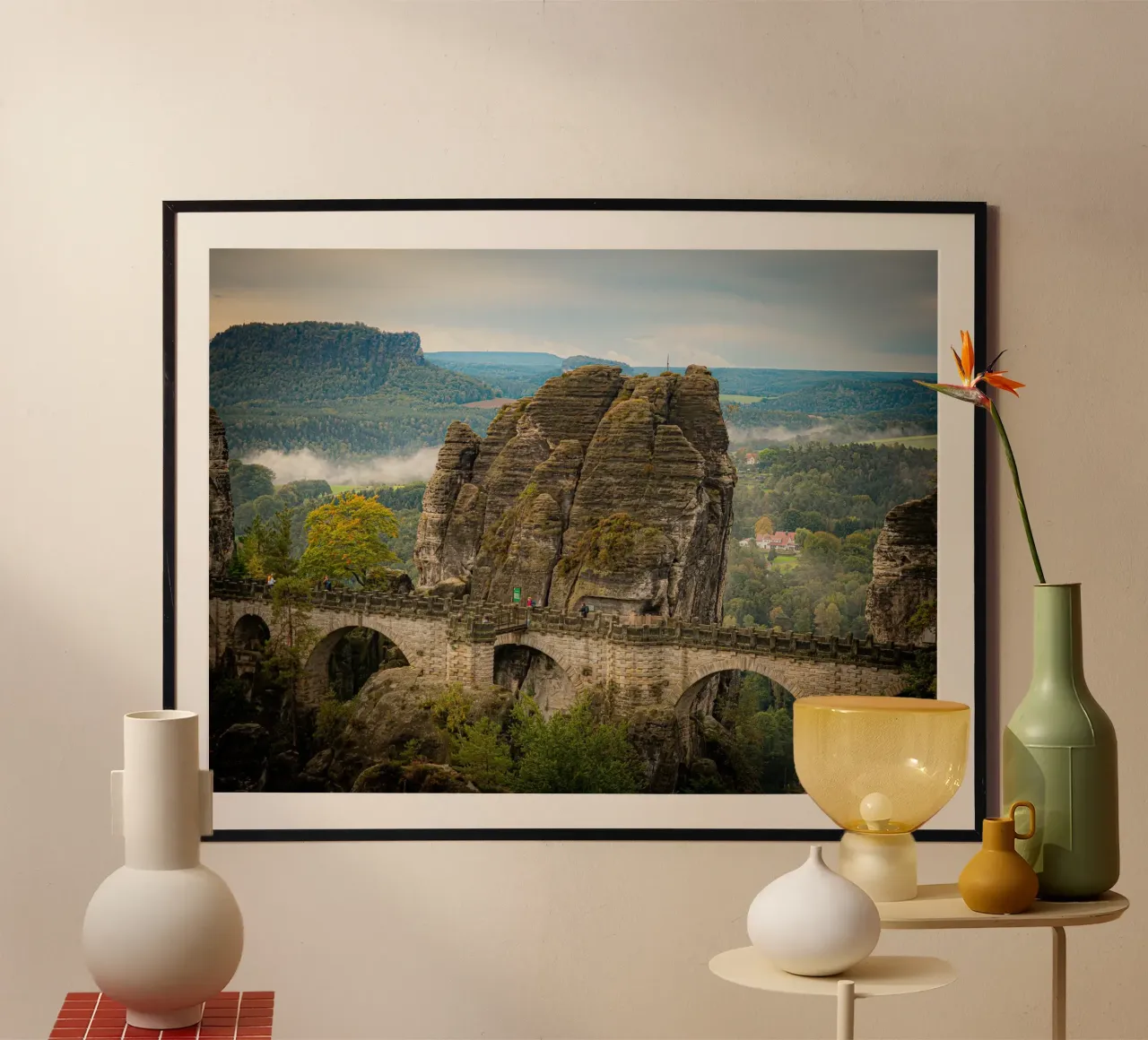 Bastei / Ponte di Bastei - Svizzera sassone in autunno carta hahnemühle da Bold and Retro
