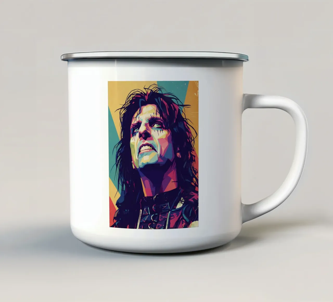 Ritratto pop art di Alice Cooper tazza in smalto da Hantamrata