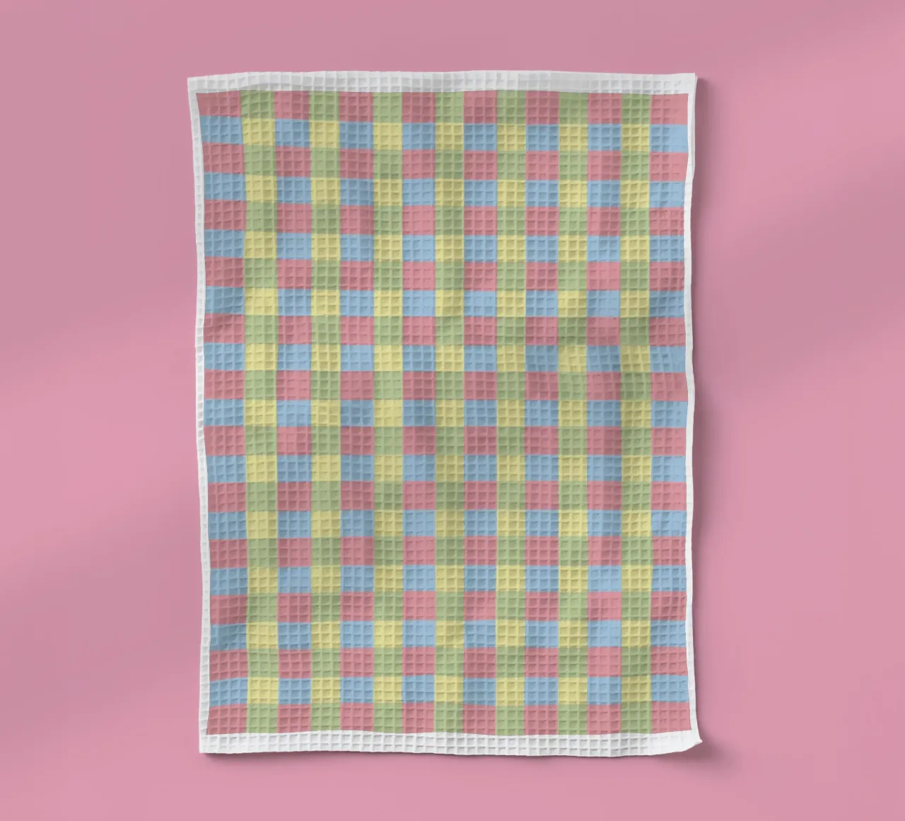 Motif à carreaux (tons vert, bleu et rose) torchon de Paigaam Studio